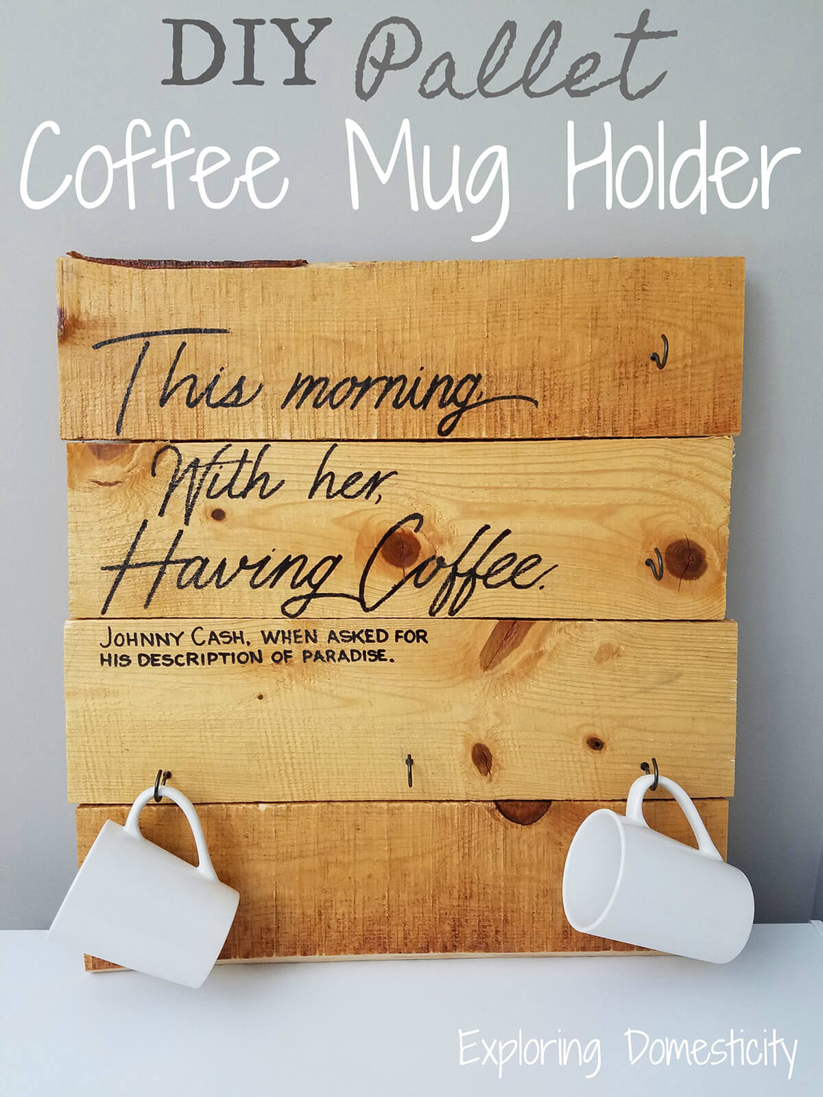Pallet Coffee Mug Holder with Thoughtful Quote