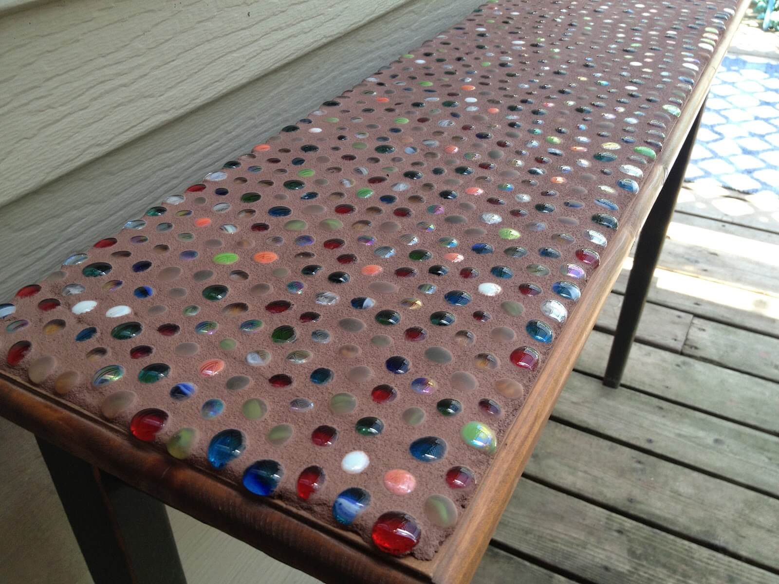Outdoor Side Table with Colorful Mosaic