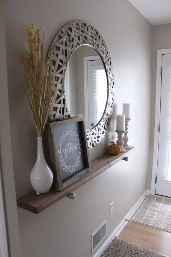 Wall Shelf and Mirror Grouping
