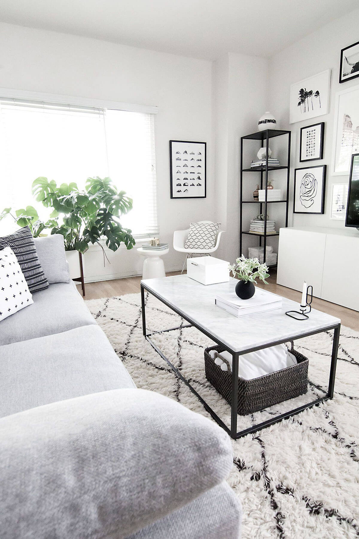 Comfortable White, Gray, and Black Room