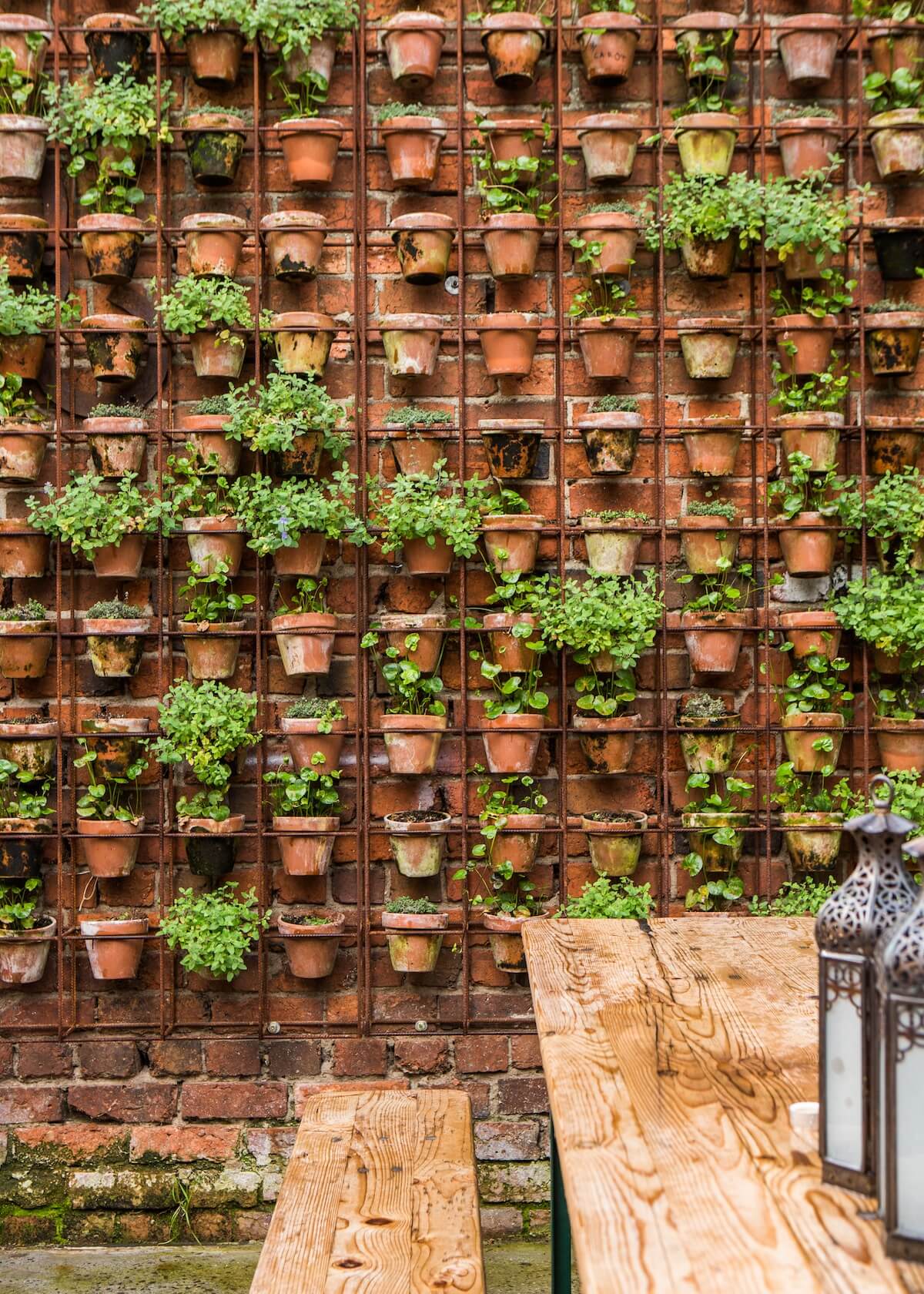 Wire Frame with Dozens of Terra Cotta Pots