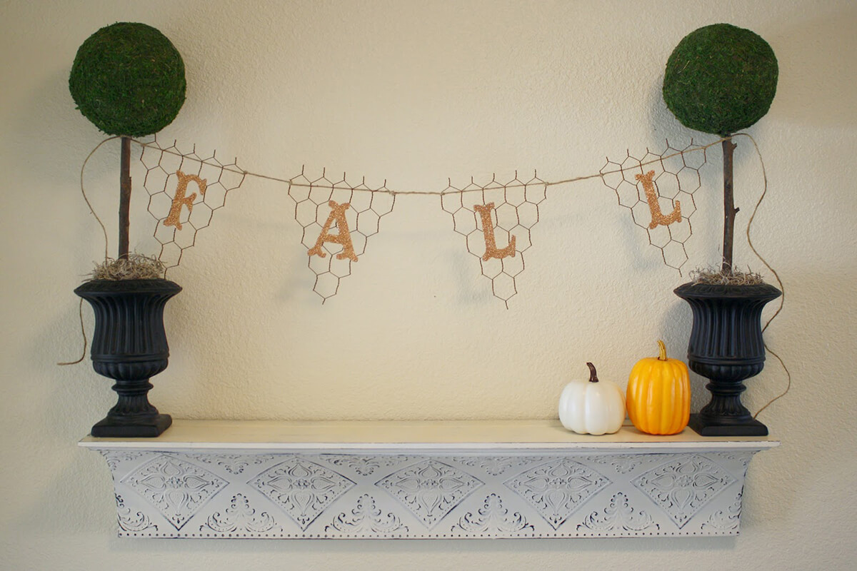 Cute Lettered Banner with Chicken Wire