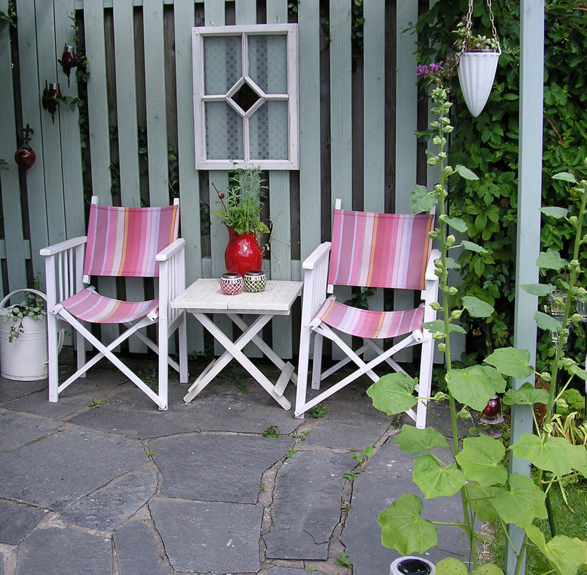 Stained Glass Window over a Seating Area