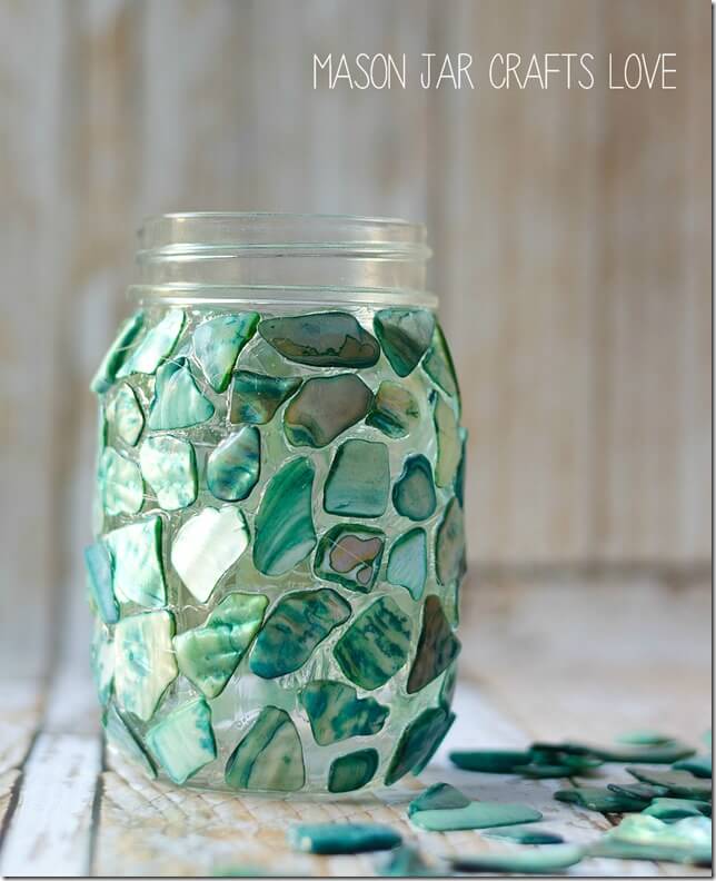 Beautiful Seashells on a Mason Jar