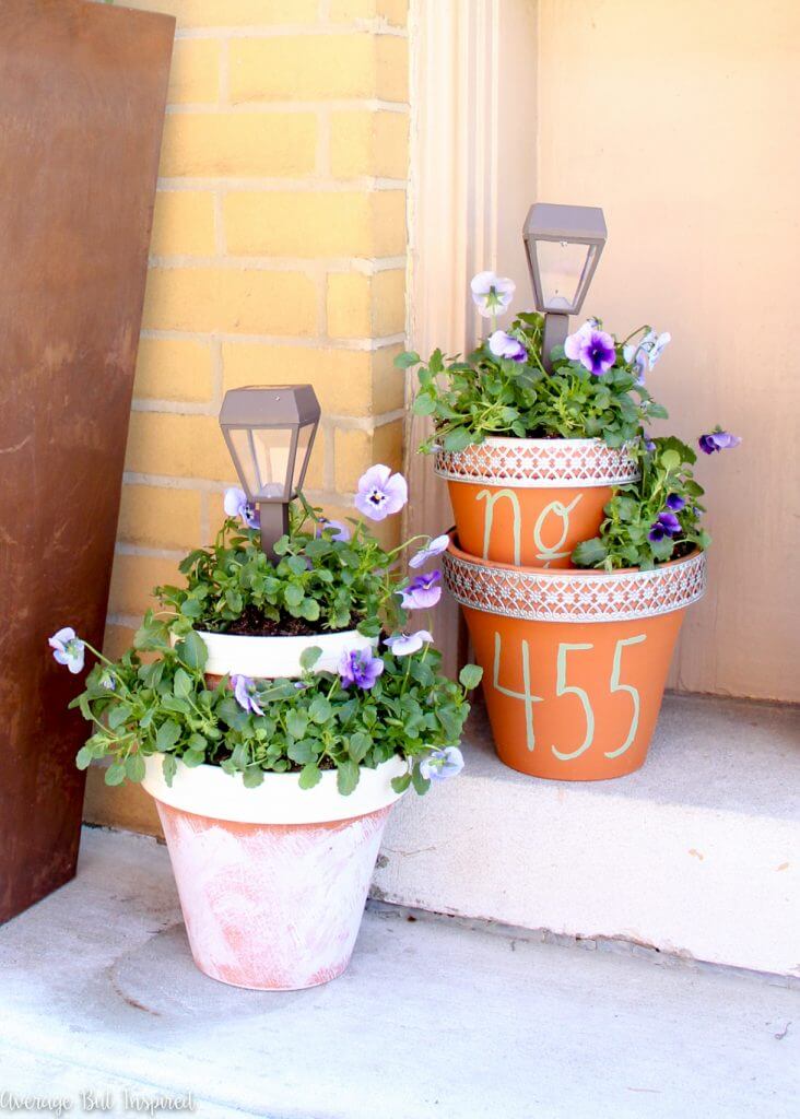 Two Level Planters with House Numbers