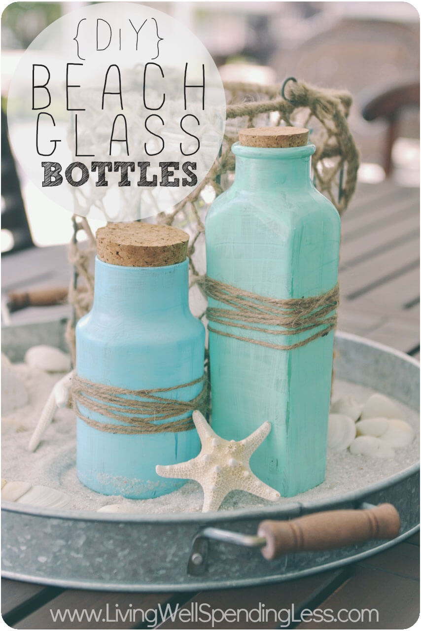 Paint Old Bottles For A Beachy Look
