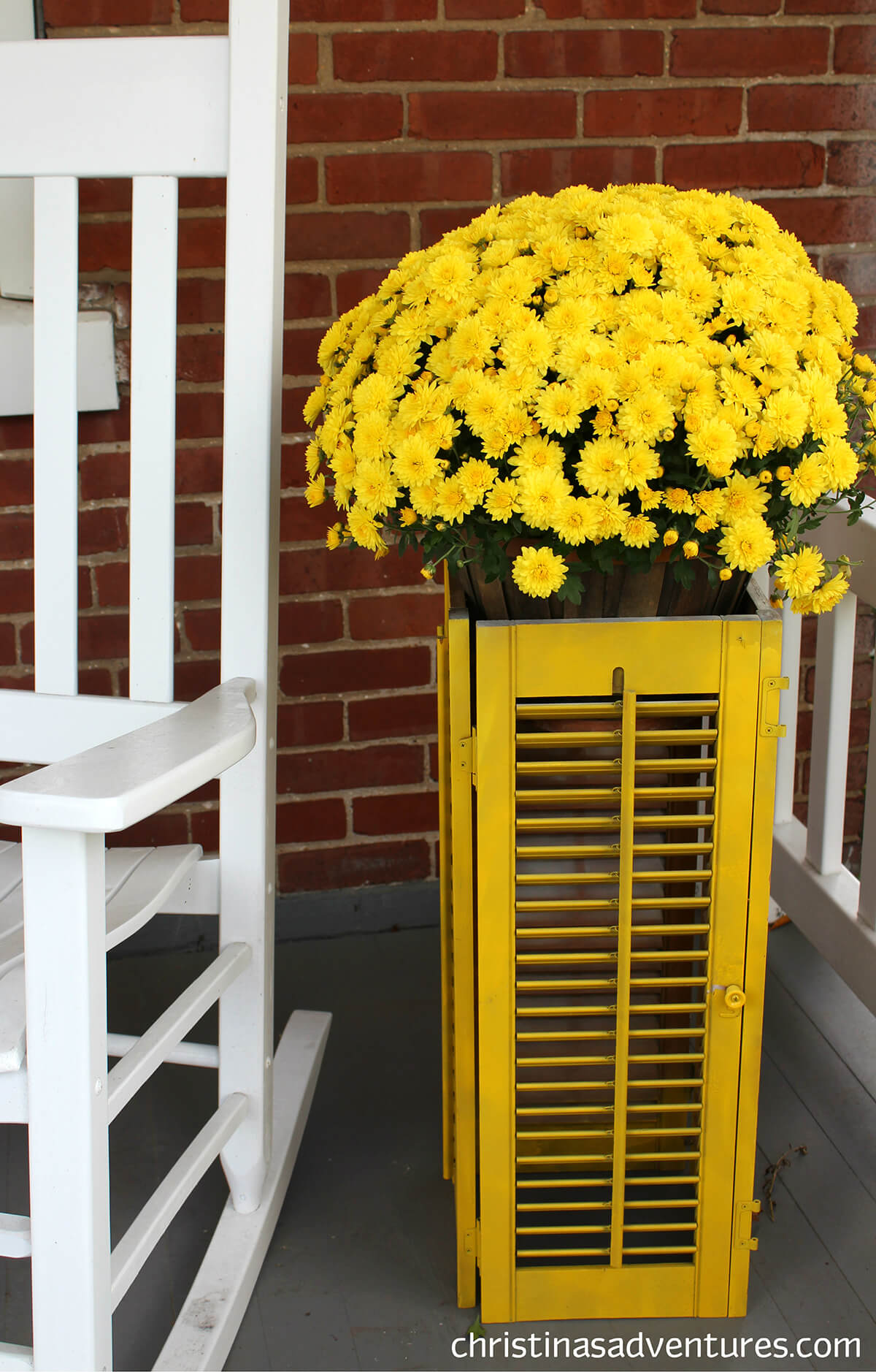 Bright Yellow Shutters Made into a Planter
