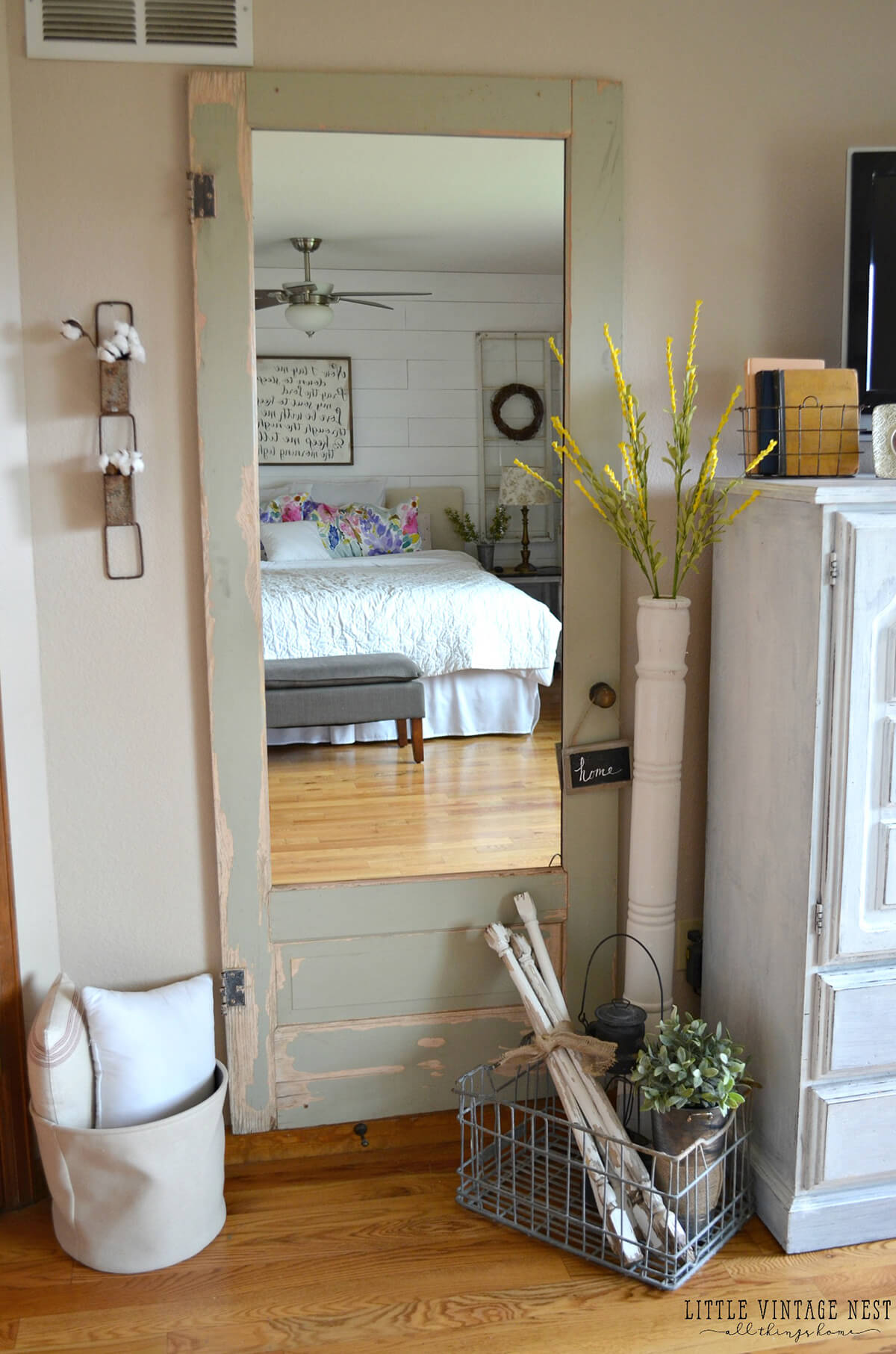 Charming Old Door with Mirror Glass