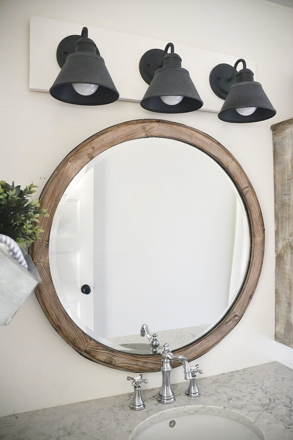 Weathered Wood Circular Mirror for the Bath