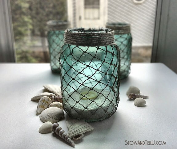 Mason Jar Tea Light Holders with Nets