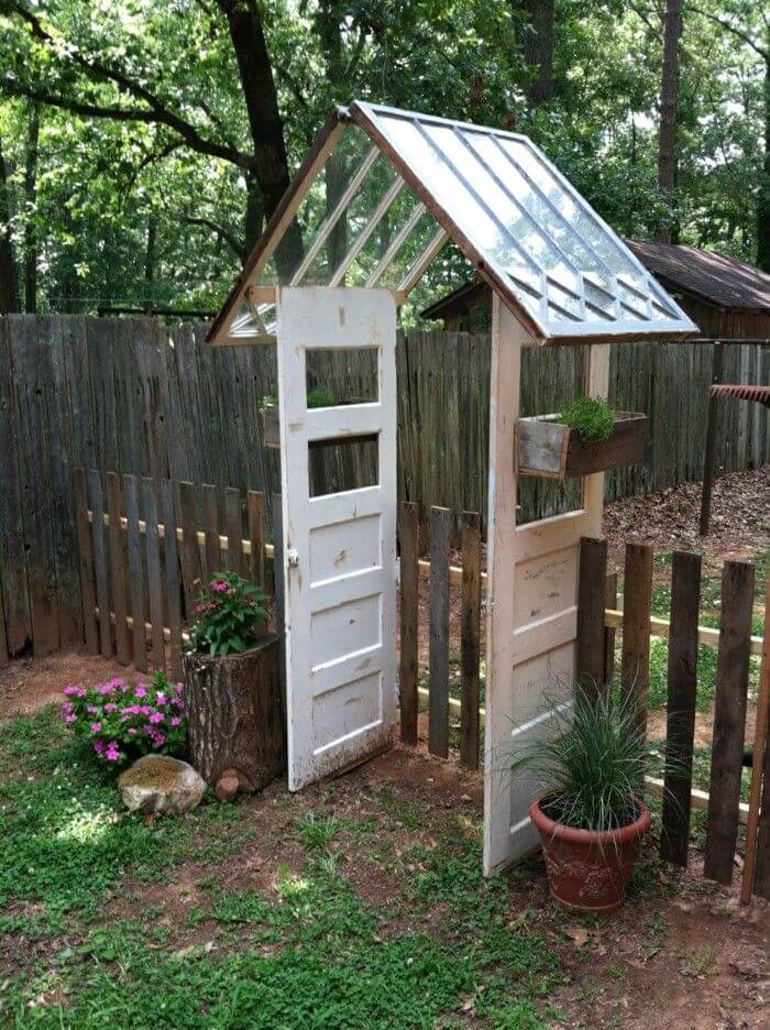 Reused Windows and Doors make a Gate