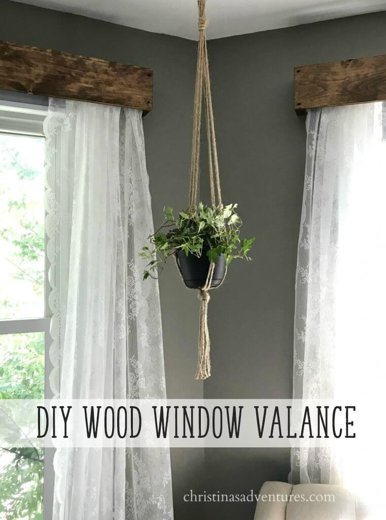 Reclaimed Wood Valance with Lace Curtains