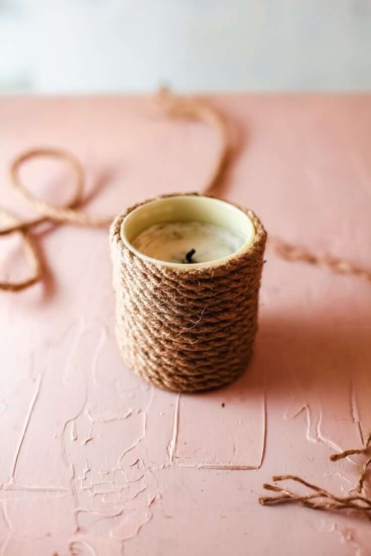 Rope Bound Glass Candle Holder