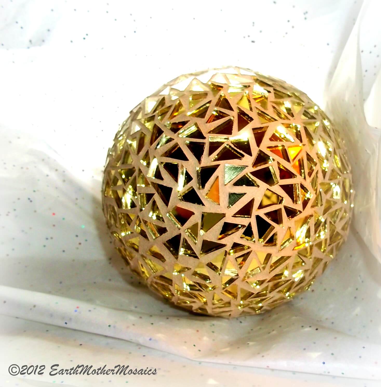 Glittery Gold and Green Glass Globe