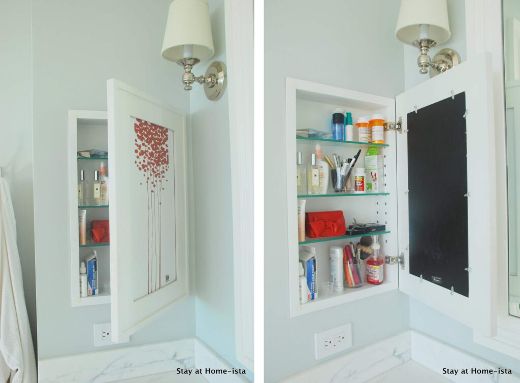 DIY Recessed Medicine with Artwork Door — Homebnc
