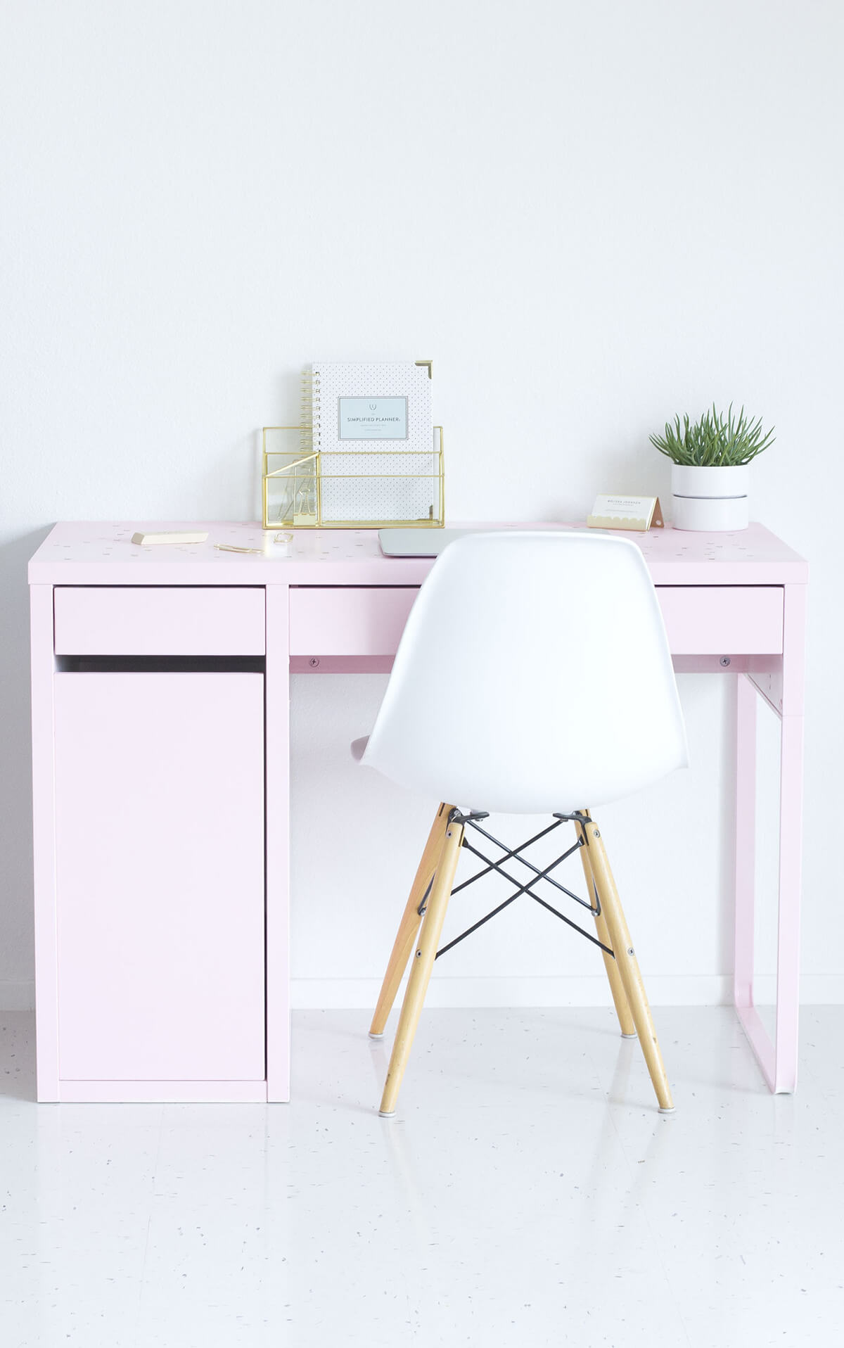 Pink Desk with Drawers and Storage
