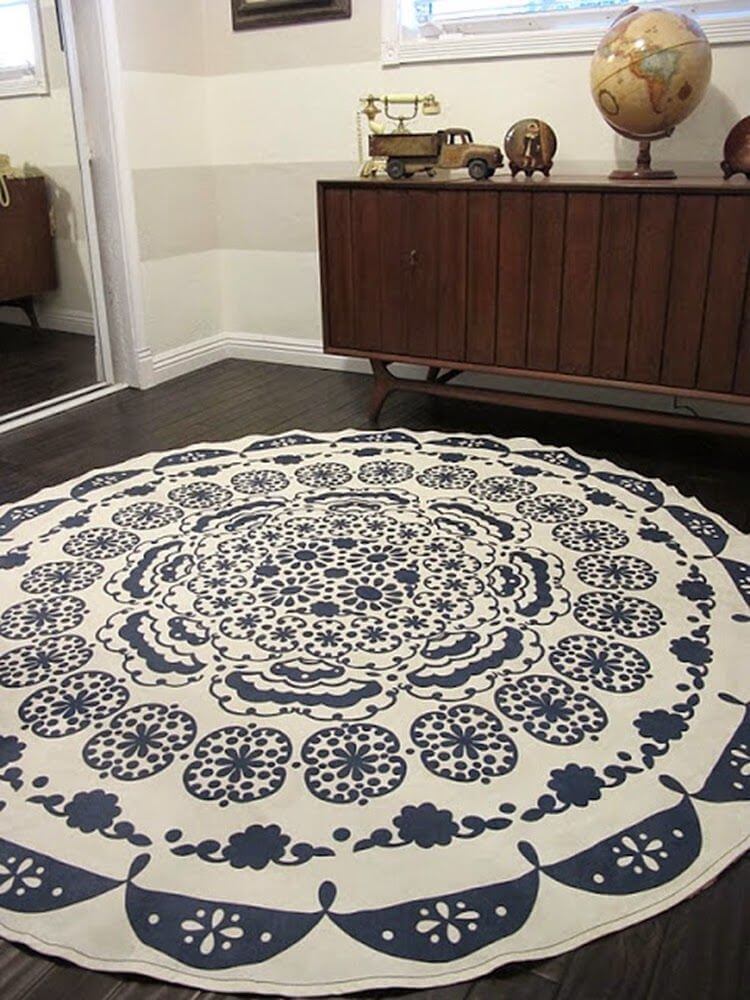 Upcycled Table Cloth Rug Design