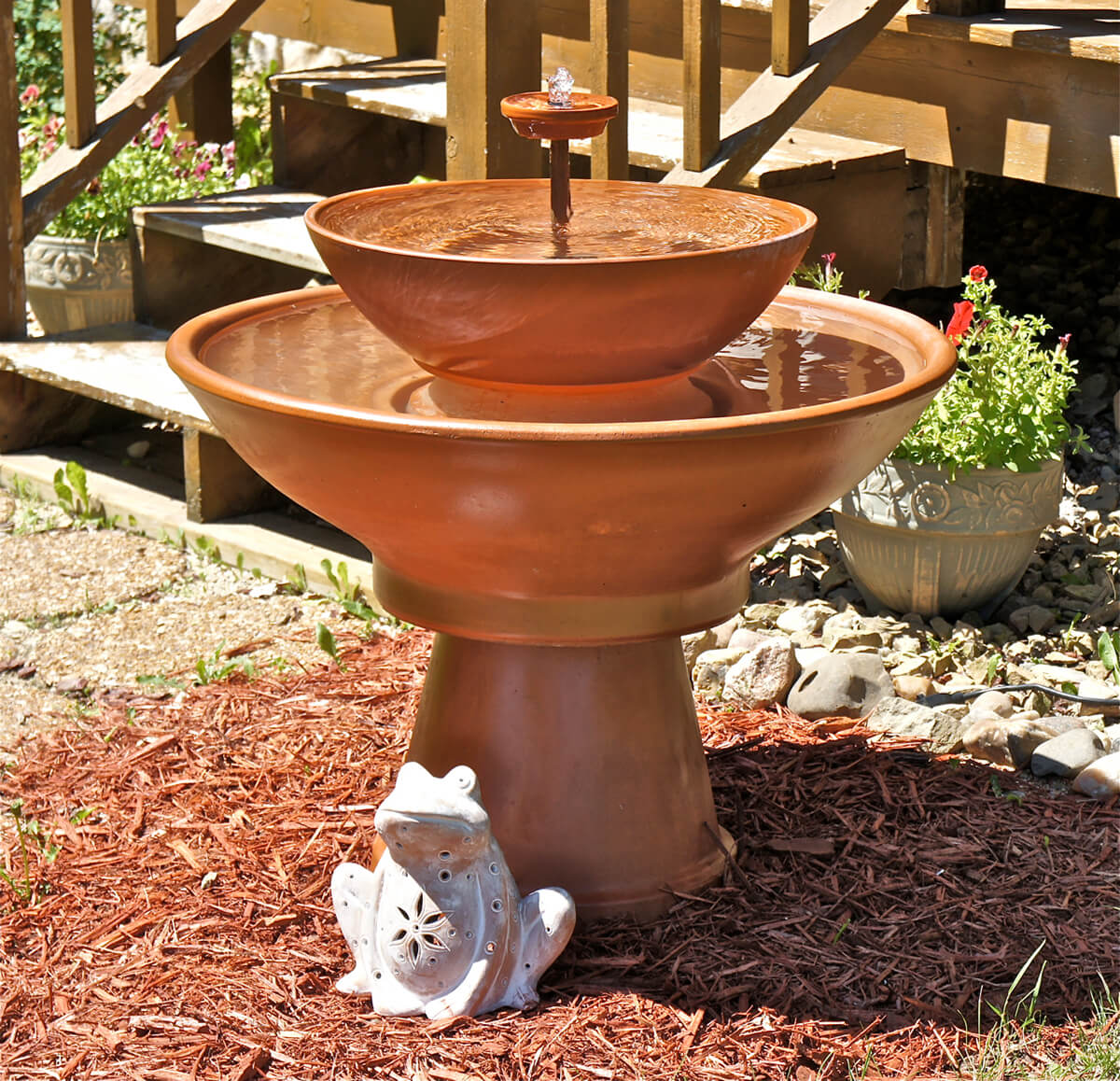 Use Clay Flower Pots in a Fountain