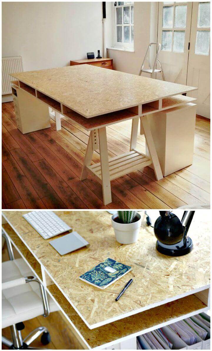 Double Layer Particle Board Desk