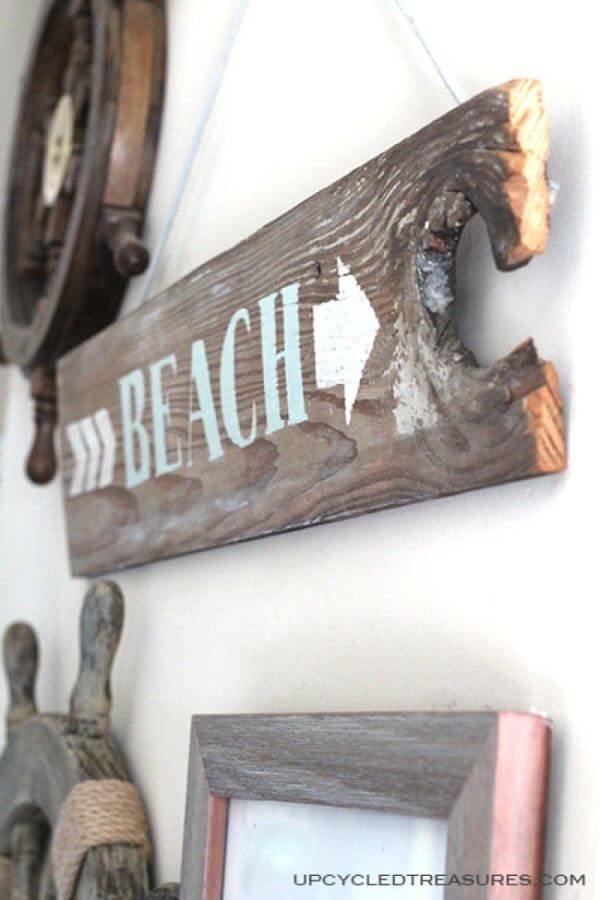 Find the Beach with this Driftwood Sign