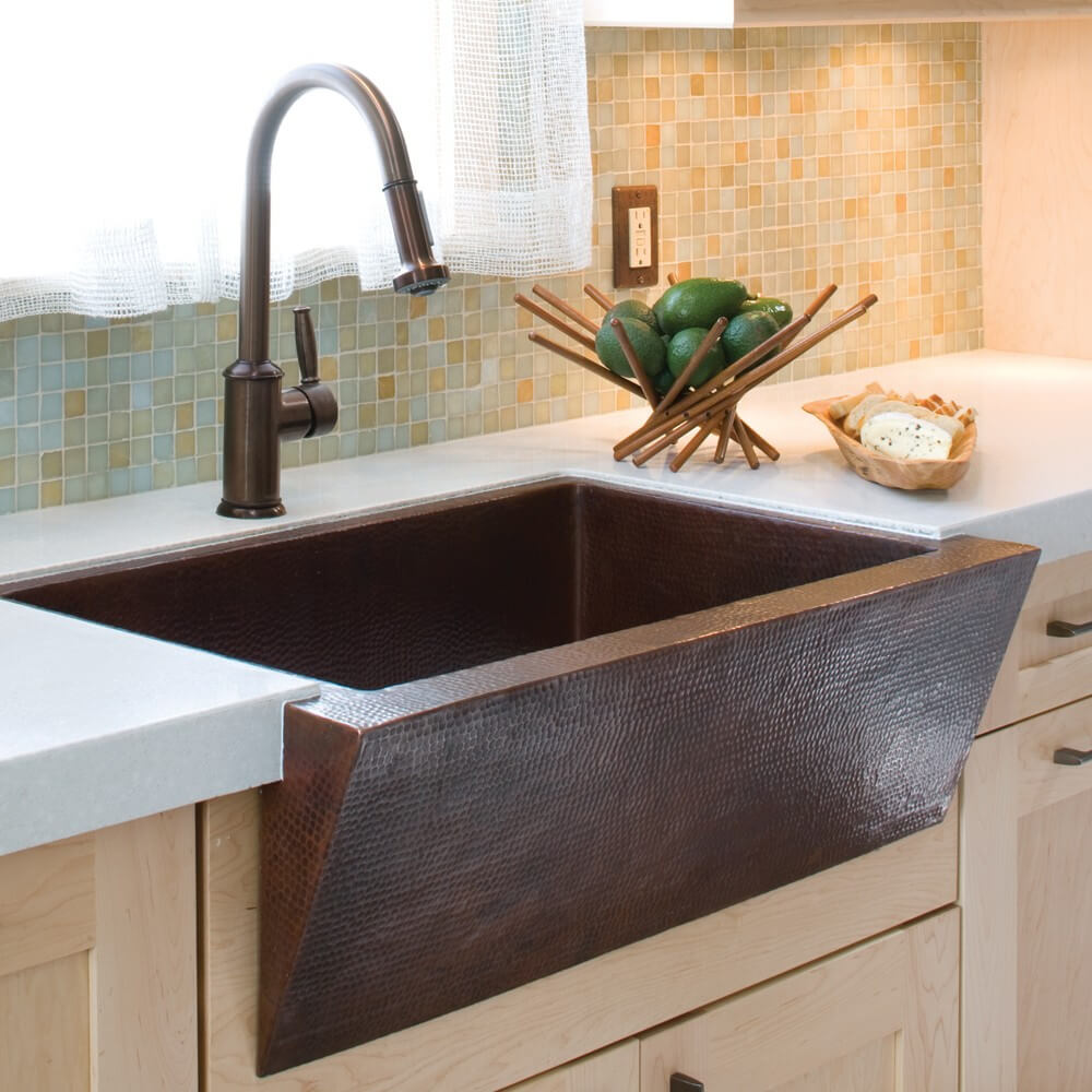 Gracefully Angled Hammered Kitchen Sink Homebnc   13 Farmhouse Kitchen Sink Ideas Homebnc 