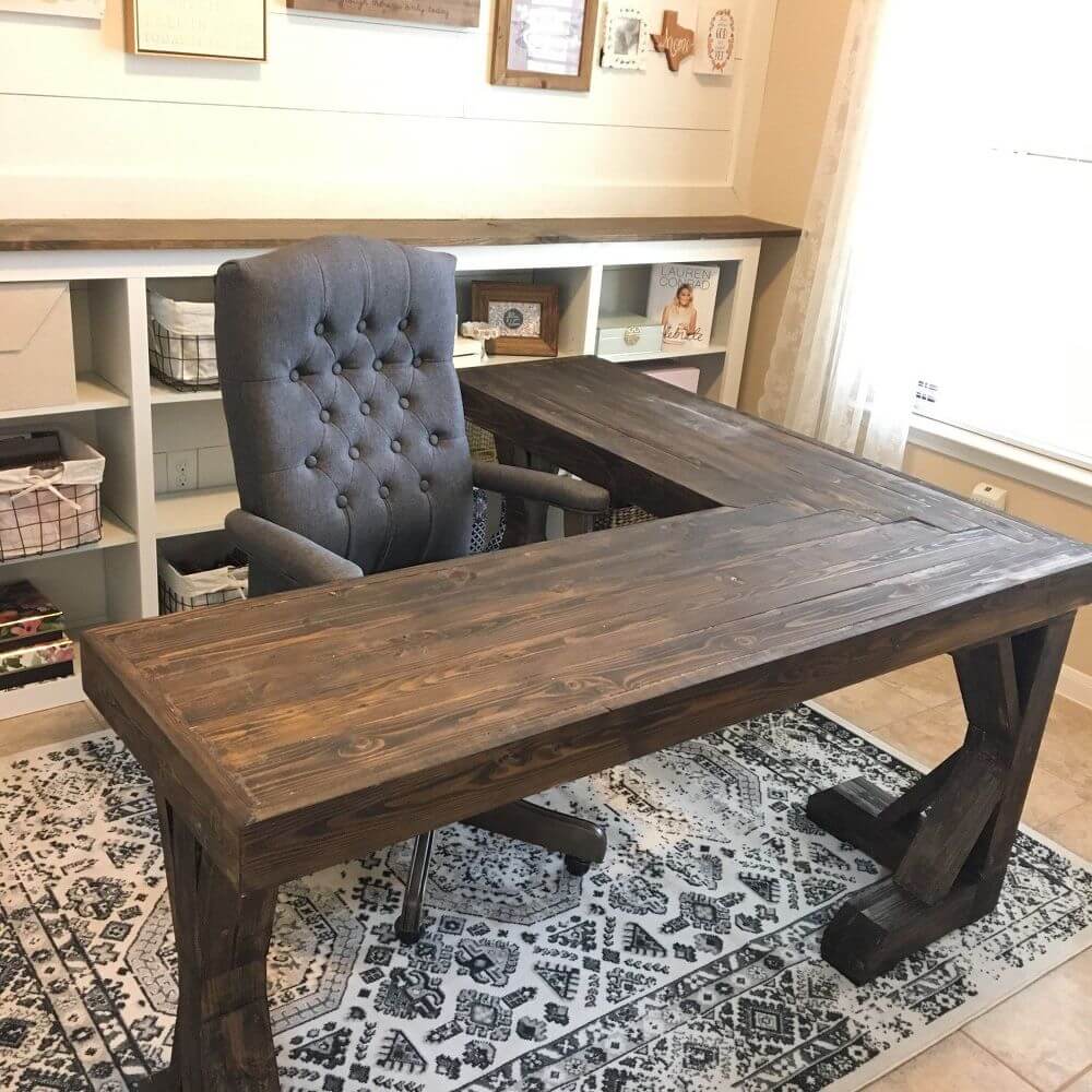 Sturdy Wood Desk in an L Shape