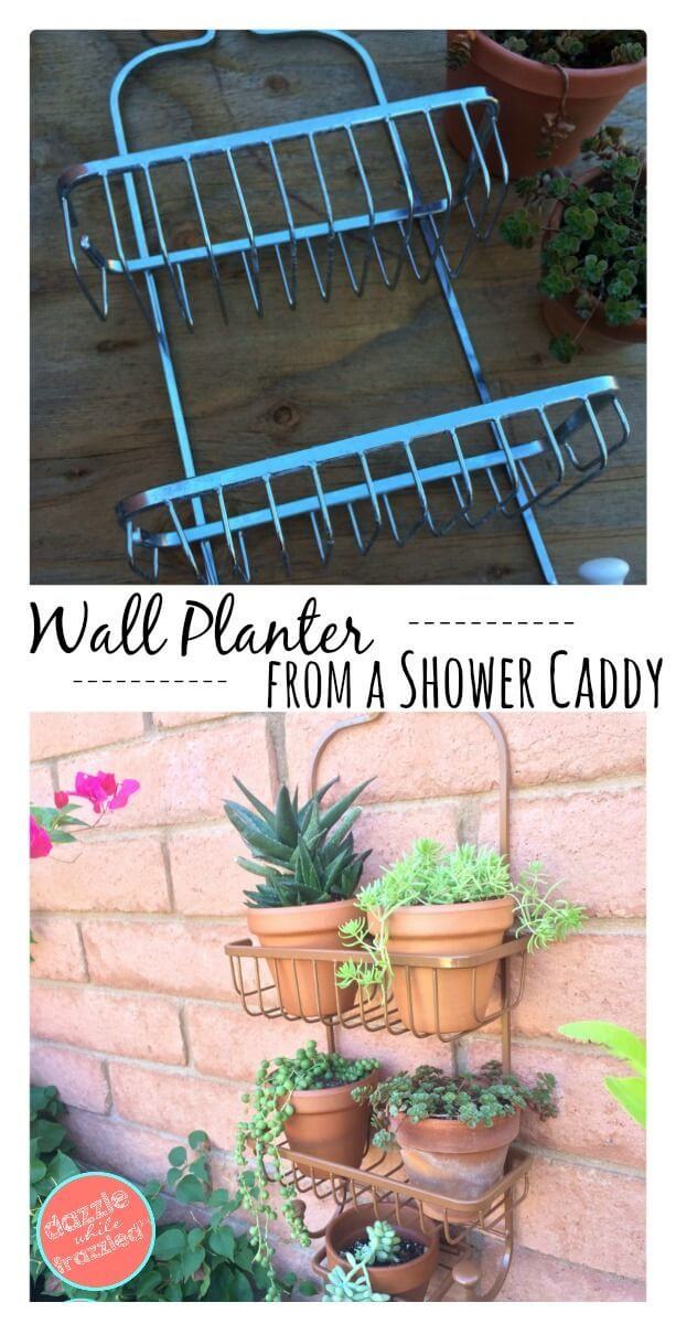 Easy Upcycled Shower Caddy with Plants