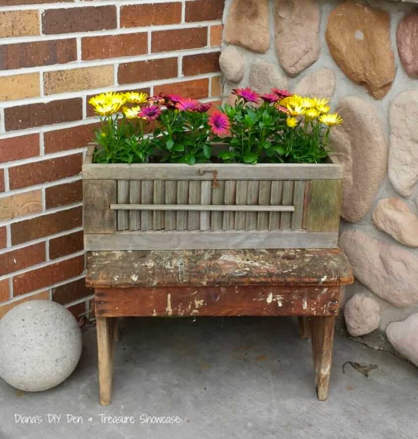 Rustic Planter Box on a Bench