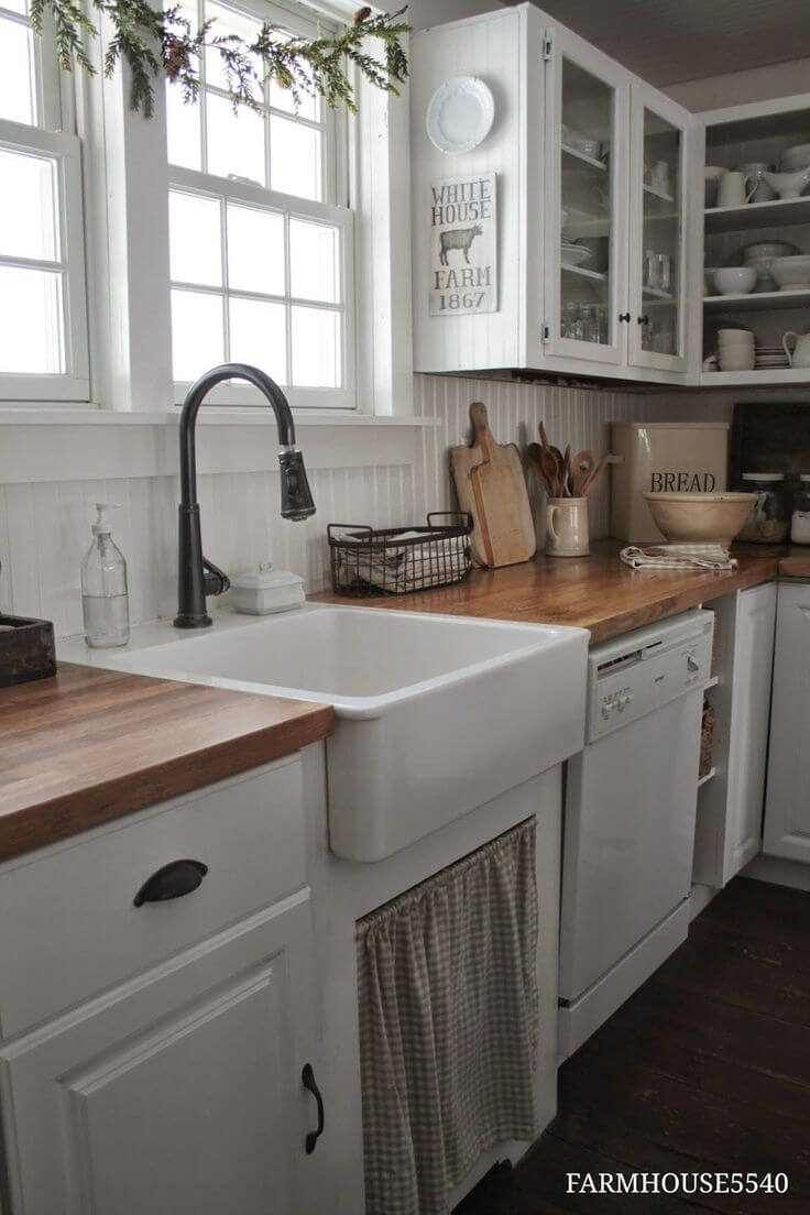 Charming Kitchen Sink with Checkered Curtain