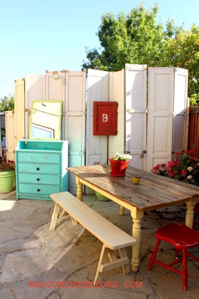 Privacy Screen with Reused Doors