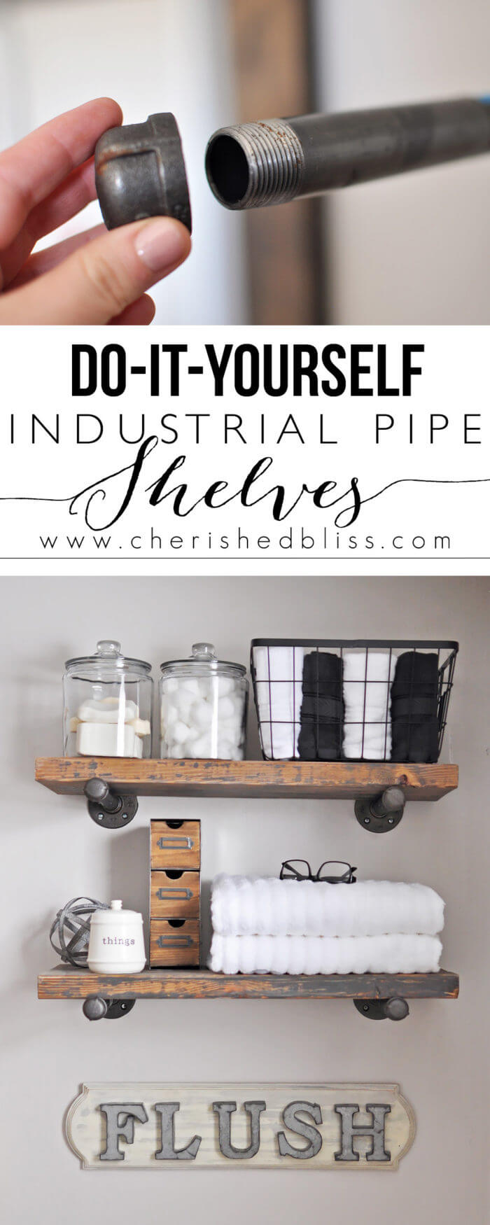 DIY Industrial-Style Bathroom Shelving