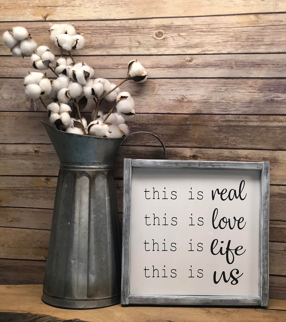 Weathered White Frame with Mixed Type