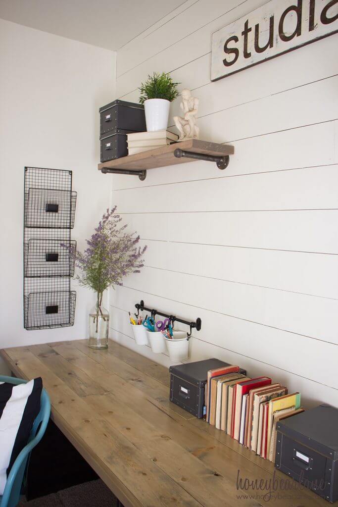 Simple Desk with Ample Wall Storage