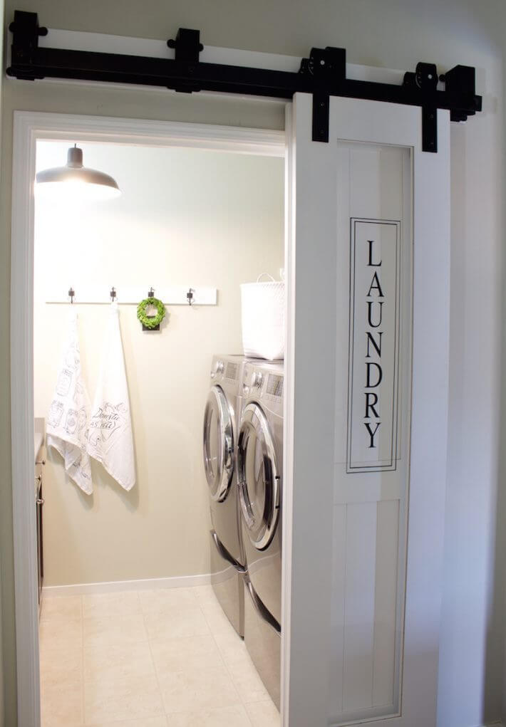 Laundry Sign Painted on Sliding Door