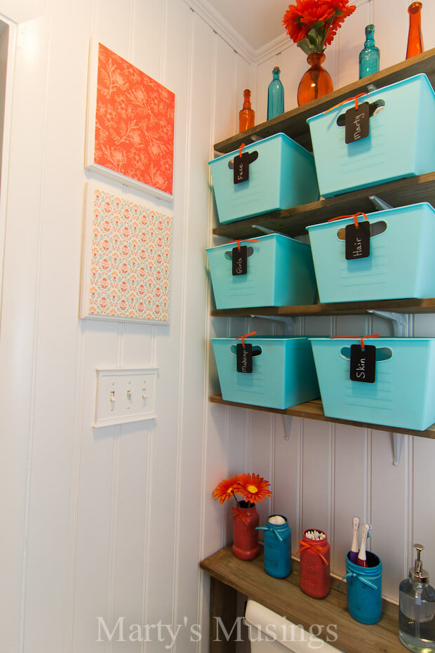 Color Coordinated Bathroom Organizing Bins