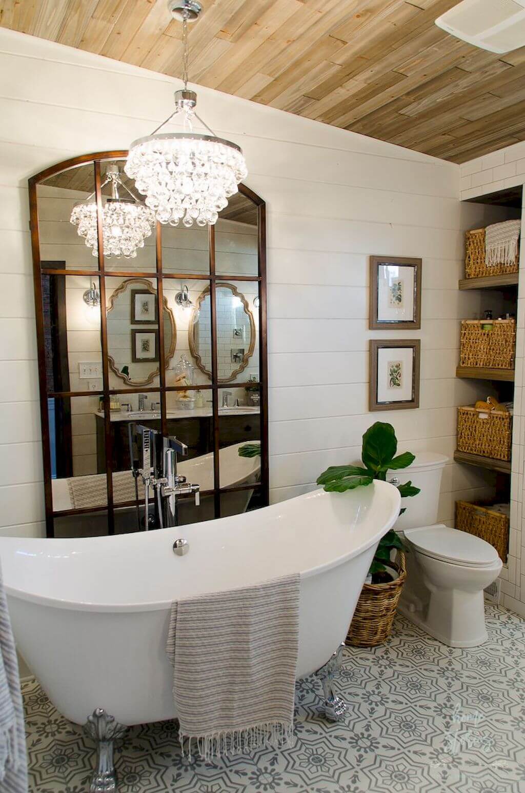 Oversized Mirror by the Bathtub