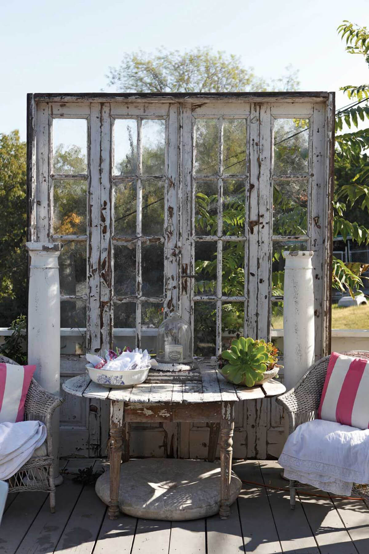 Weathered French Doors as a Backdrop