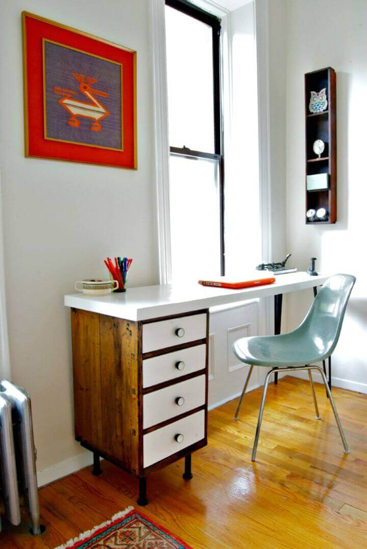 Understated White Desk with Drawers