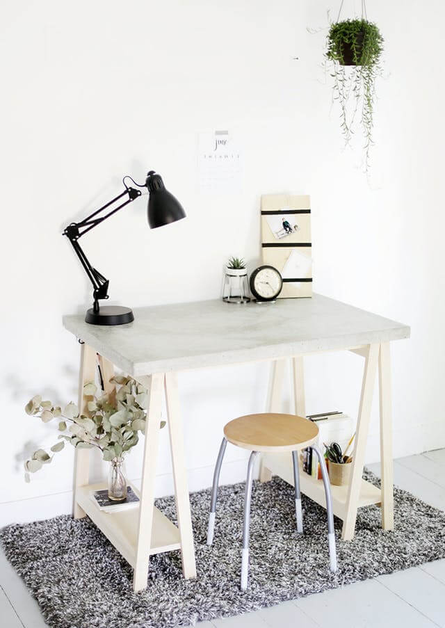 Sawhorse Style Desk in Gray and White