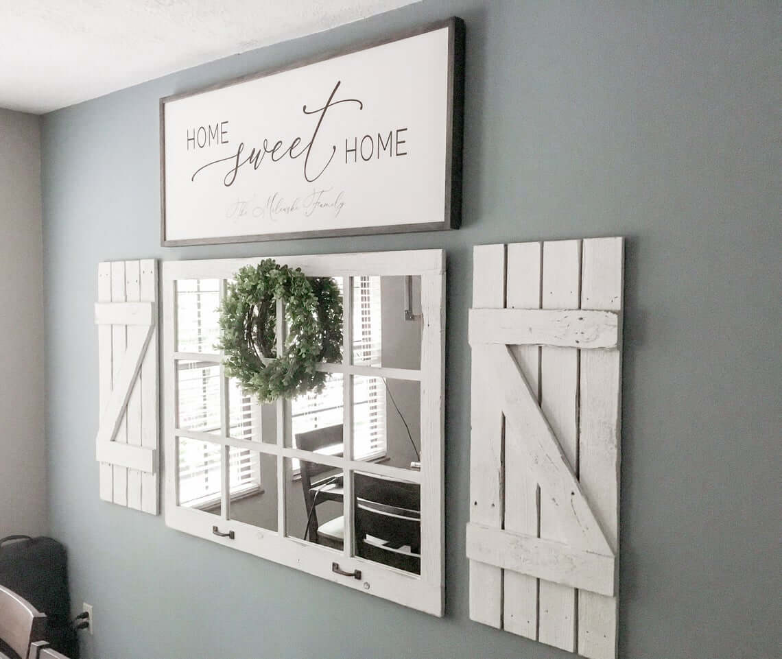 Vintage Window Mirror with Farmhouse Shutter Accents — Homebnc