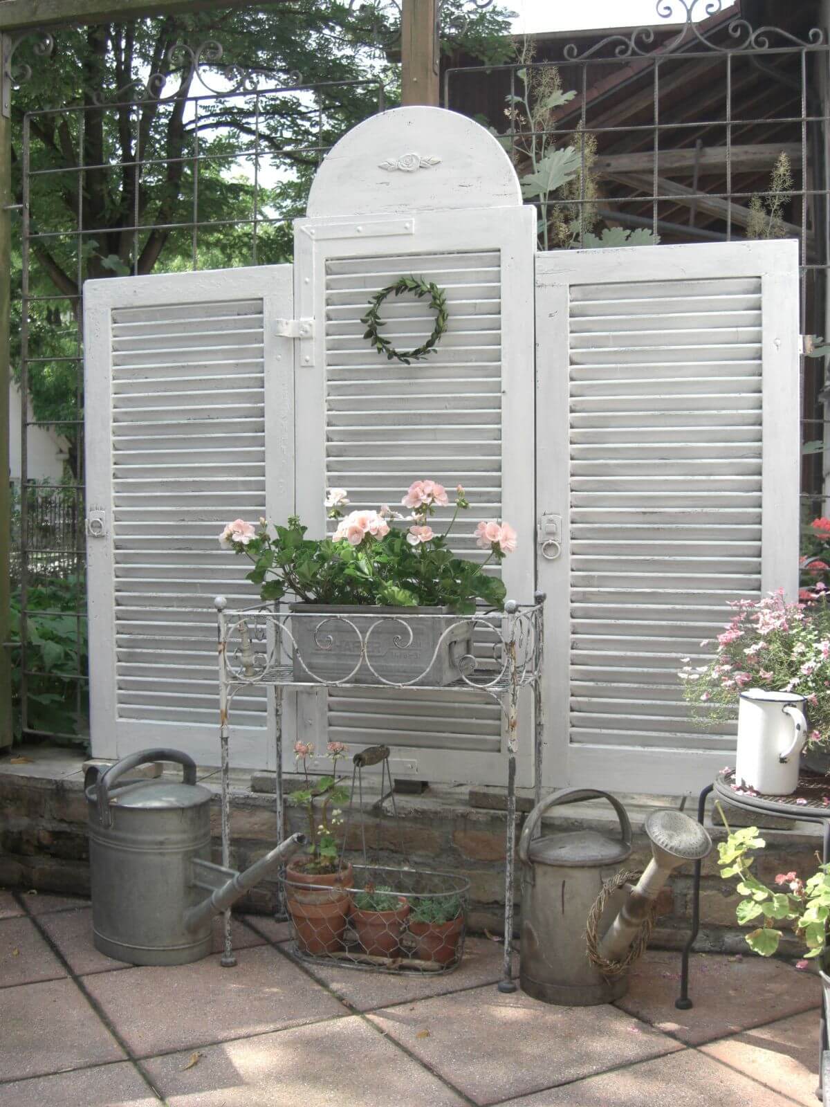 Garden Wall Divider with Floral Display