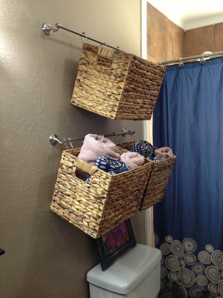 Simple Basket Towel Swinging Organization Idea