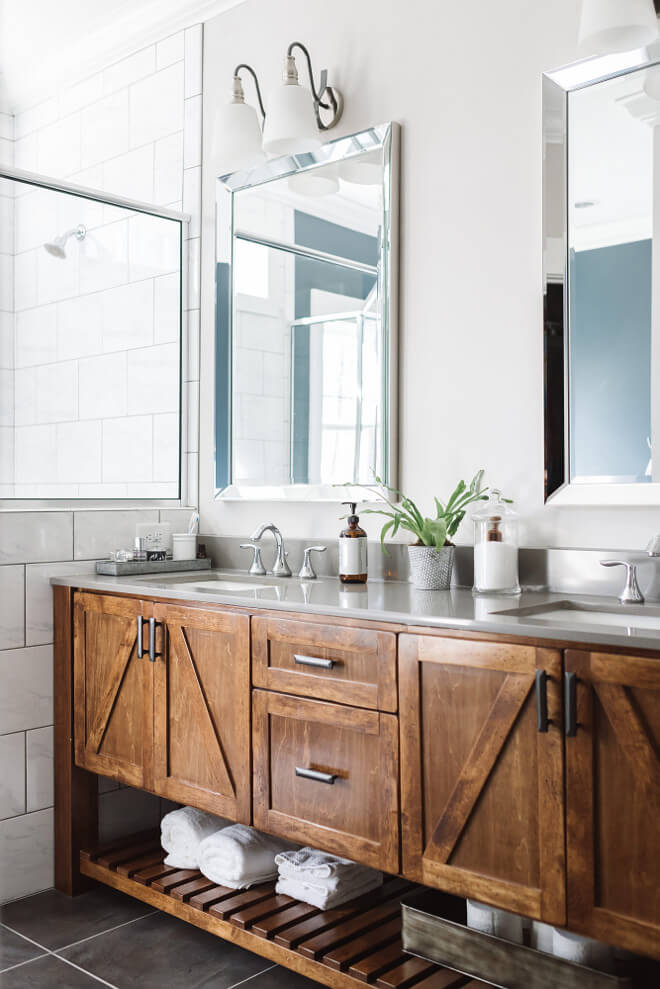 rustic wood bathroom cabinet