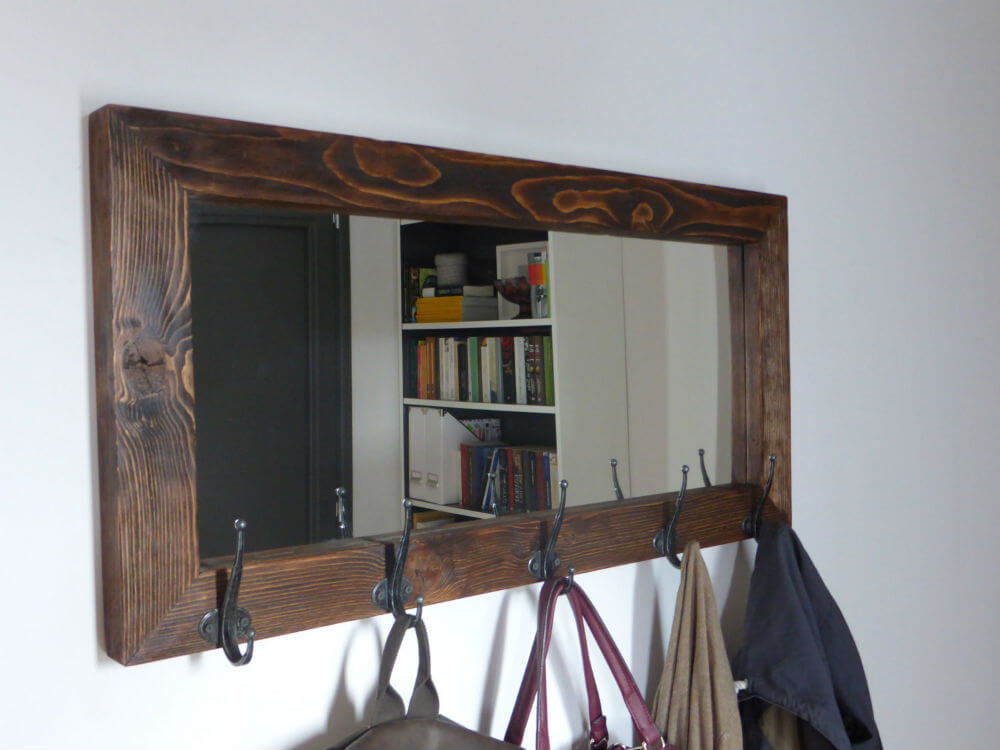 Rustic Mirror and Coat Rack Combined