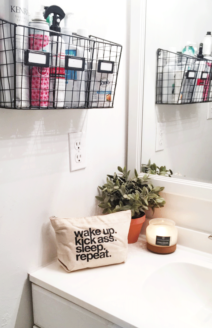 wall mounted baskets bathroom