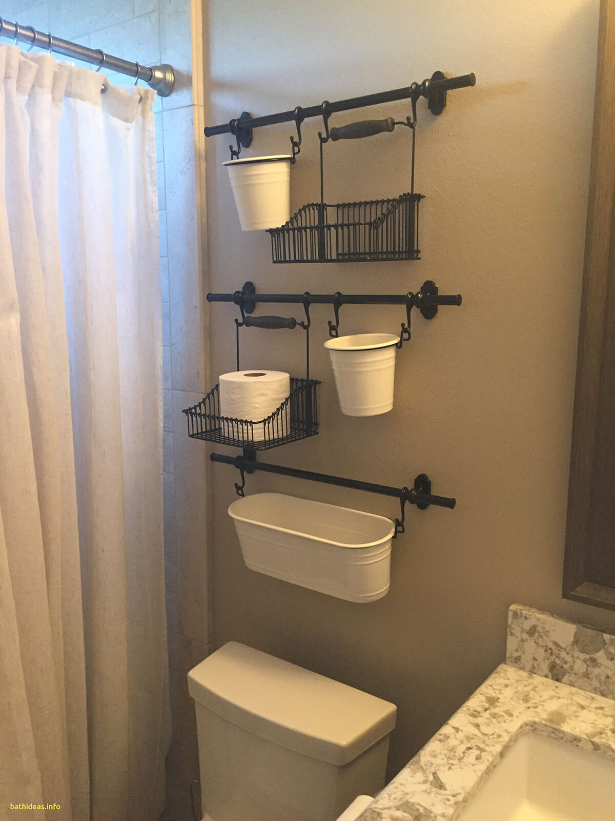 Wall mounted baskets bathroom