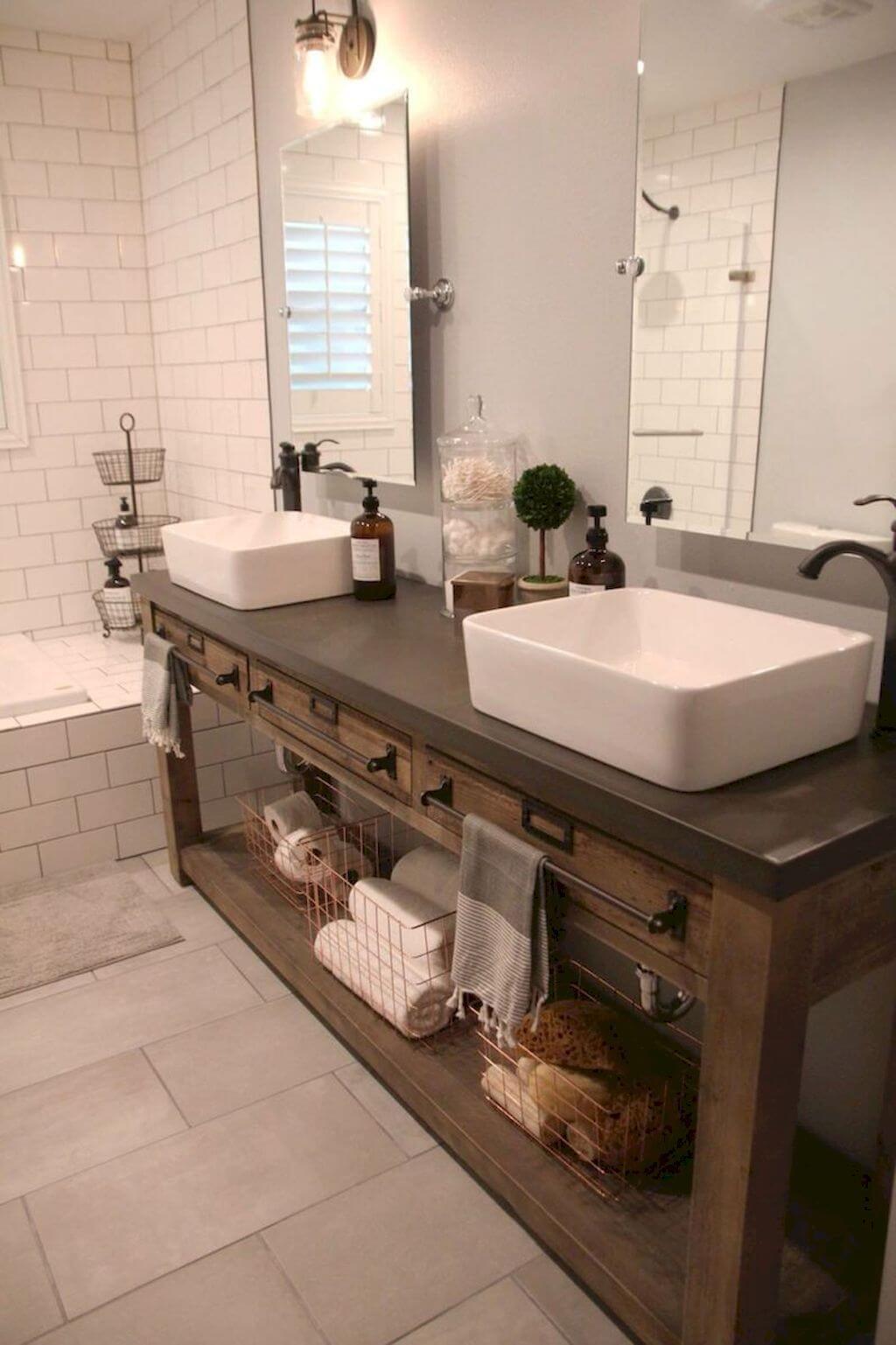 Small Rustic Bathroom Ideas - Unique Rustic Bathroom Vanity Ideas For Amazing Bathroom ... : A rustic bathroom with a wooden ceiling and a beam, a wood framed window, a tiled floor and a metal tub.