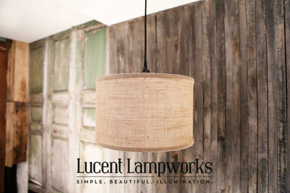 Natural Burlap Wrapped Drum Shade Fixture