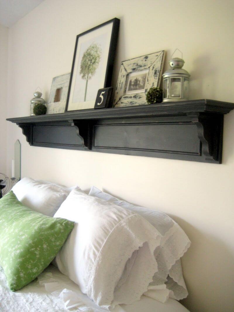 Headboard Mantel Shelf With Framed Art