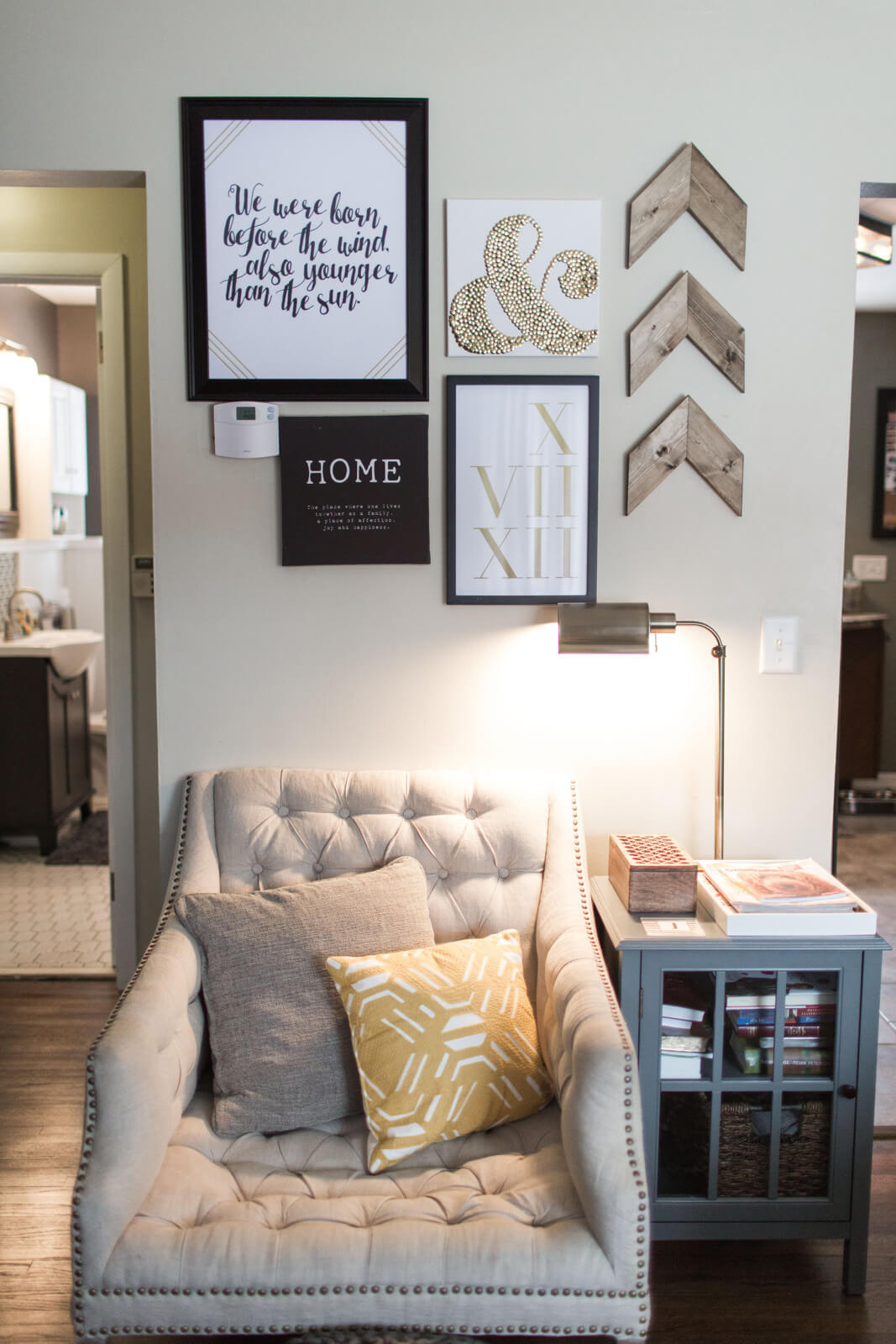 Curated Beige, Gray, Black and Gold Reading Nook